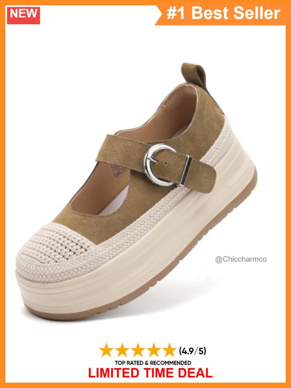 Knit Mary Jane Platform Flats with Adjustable Buckle Strap